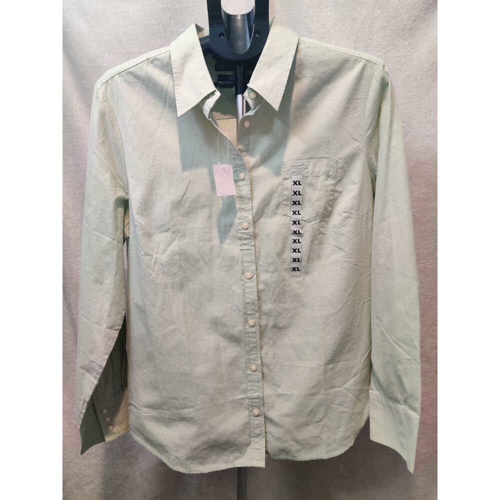 Vintage Tommy Hilfiger Women's Shirt Size XL Button Up Long Sleeve Green NWT